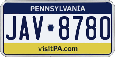 PA license plate JAV8780