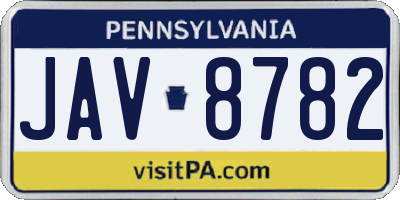 PA license plate JAV8782