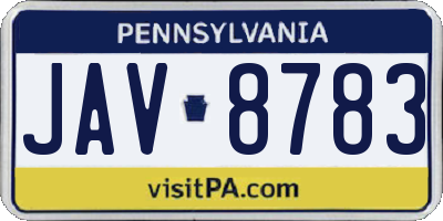 PA license plate JAV8783