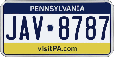 PA license plate JAV8787