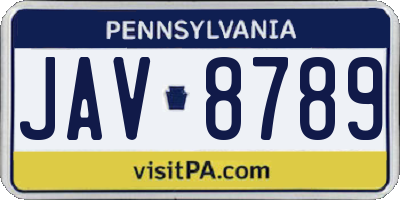 PA license plate JAV8789