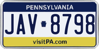 PA license plate JAV8798