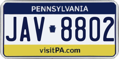 PA license plate JAV8802