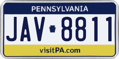 PA license plate JAV8811