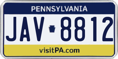 PA license plate JAV8812