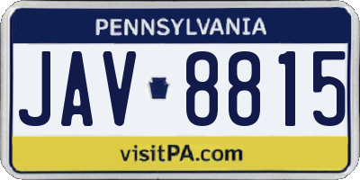 PA license plate JAV8815