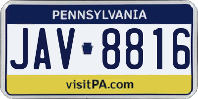 PA license plate JAV8816