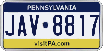 PA license plate JAV8817