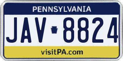 PA license plate JAV8824