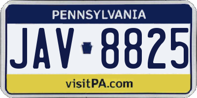 PA license plate JAV8825