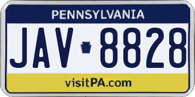 PA license plate JAV8828