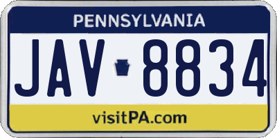 PA license plate JAV8834