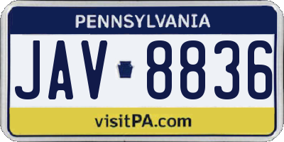 PA license plate JAV8836