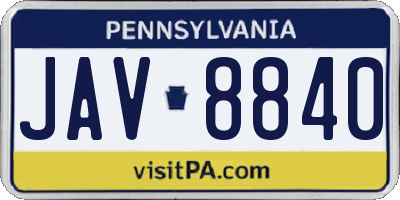 PA license plate JAV8840