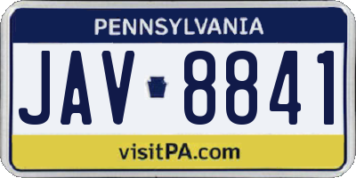 PA license plate JAV8841