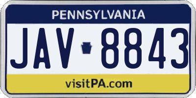 PA license plate JAV8843