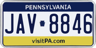 PA license plate JAV8846