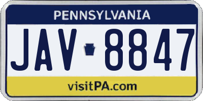 PA license plate JAV8847