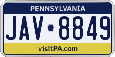 PA license plate JAV8849