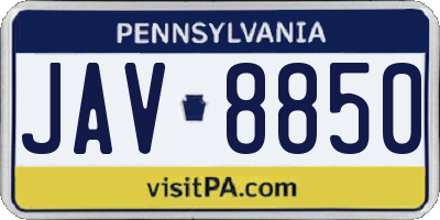 PA license plate JAV8850