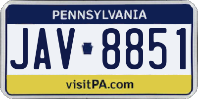 PA license plate JAV8851