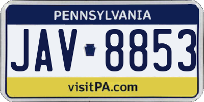 PA license plate JAV8853