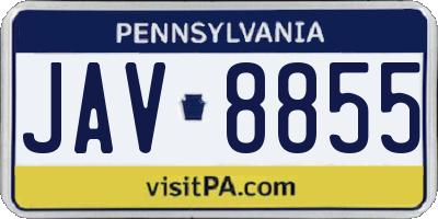 PA license plate JAV8855