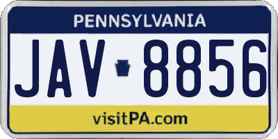 PA license plate JAV8856