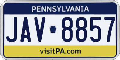 PA license plate JAV8857