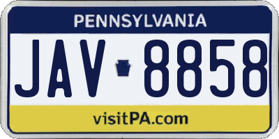 PA license plate JAV8858