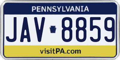 PA license plate JAV8859