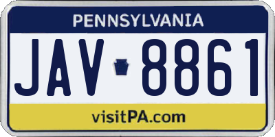 PA license plate JAV8861