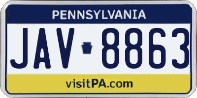 PA license plate JAV8863