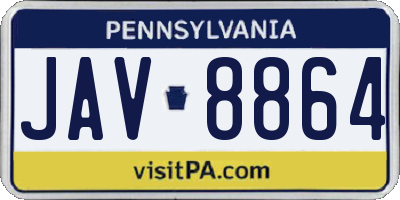 PA license plate JAV8864