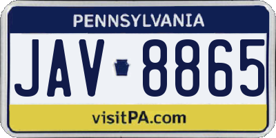 PA license plate JAV8865