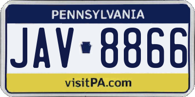 PA license plate JAV8866