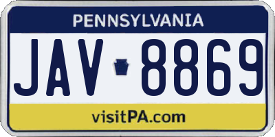 PA license plate JAV8869