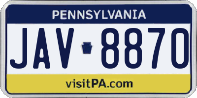 PA license plate JAV8870