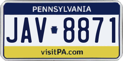 PA license plate JAV8871
