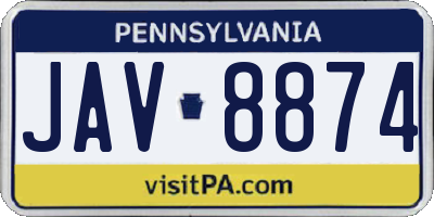 PA license plate JAV8874