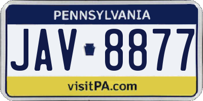 PA license plate JAV8877
