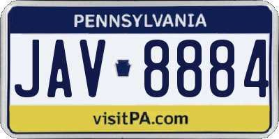 PA license plate JAV8884