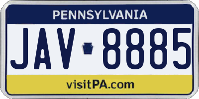 PA license plate JAV8885