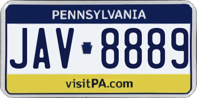 PA license plate JAV8889