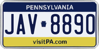 PA license plate JAV8890