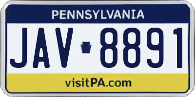 PA license plate JAV8891