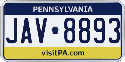 PA license plate JAV8893