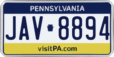 PA license plate JAV8894