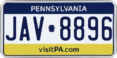 PA license plate JAV8896