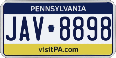 PA license plate JAV8898